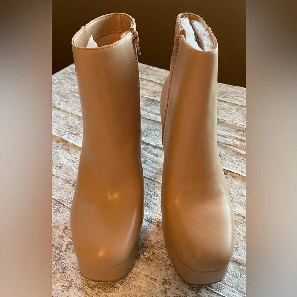 NEW w/Tags INC Womens Beige Platform Comfort Alize Round Toe Booties Women's 8 - Picture 4 of 10